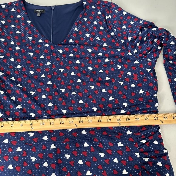 Talbots Ruffle Dress Size 20W Navy Blue Heart Print - Picture 8 of 10